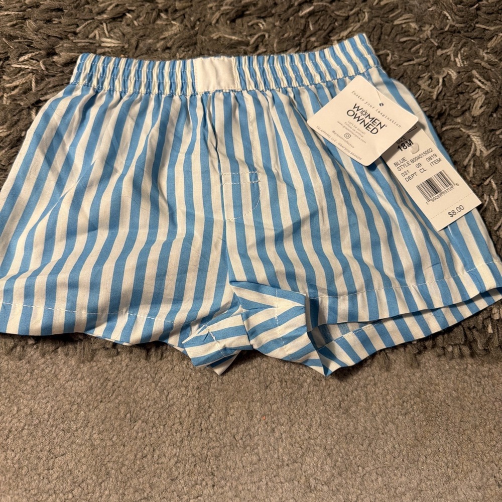 Grayson Mini Toddler Girls' Striped Shorts Blue 18M NWT Pull On